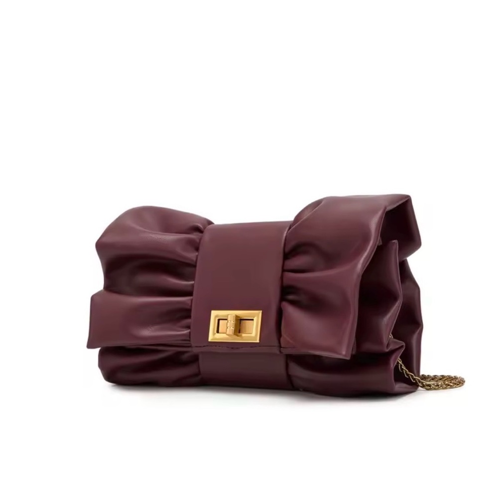 Elegant Burgundy Clutch with Gold Accent